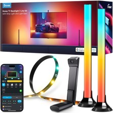 TeknoKapsül Govee Tv Arkası LED Şerit Aydınlatma 3 Lite Kit + 2'li Aydınlatma Bar + Tv ile Renk Senkronizasyon 55-65 Inç Tüm Tv'ler Uyumludur