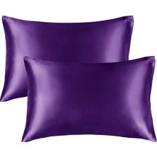 TeknoKapsül Saten Yastık Kılıfı, Queen Size, Kıvırcık Saçlar, Ipeksi Yapı (King (50X90), Lavanta)