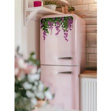 S Digital Dekoratif Begonvil Temalı Çiçek Sticker - 100X50 cm - Cam ve Beyaz Eşya Uyumlu - Kendinden Yapışkanlı Parlak Şeffaf Folyo