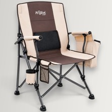 Argeus Katlanabilir Kamp Sandalyesi - Bel Destekli - Soğutucu Çanta - Spine - Kahve/kum