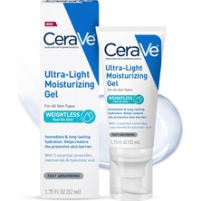 TeknoKapsül Cerave Ultra Hafif Nemlendirici Jel | Nemlendirici Jel Yüz Nemlendirici Seramidler, Niasinamid, Hyaluronik Asit | Kokusuz | Yağsız | Ağırlıksız Matlaştırıcı Nemlendirici | 1.75 Fl Oz