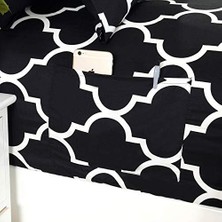 TeknoKapsül Elegant Comfort Lüks Yumuşak Yatak Çarşafları Dört Yapraklı Desenli 1500 Iplik Sayısı Perkal Mısır Kalitesinde Yumuşaklık Kırışma ve Solmaya Karşı Dayanıklı (6 Parça) Yatak Seti, King, Siyah