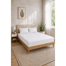 Luna Sacra 1 Adet 280X280 Çift Kişilik Ev&otel Çarşafı 2 Adet 50 x 70 Yastık Kılıfı 83 Tel Pamuk Saten Çizgili Dayanıklı Uzun