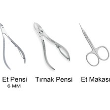 TeknoKapsül Fontenay Solingen Protez Tırnak & Manikür 3'lü Metal Set - Tırnak Pensi, Et Pensi 6mm, Et Makası