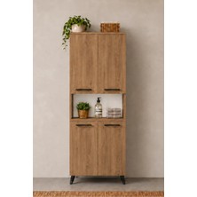 Reyo Enda Home Listra 4 Kapaklı Çok Amaçlı Dolap 170,8 Cm,  Raflı, Ayaklı Depolama Dolabı - Atlantik Çam