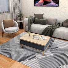 TeknoKapsül Latte Dizayn Betrice Desenli Kadife Pamuk Tabanlı Yıkanabilen Kaydırmaz Antibakteriyel Salon Halısı (100X300)