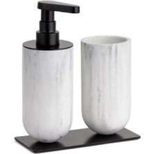 TeknoKapsül System Diş Fırçalığı/sıvı Sabunluk Mermer Deseni/siyah Renk 206X89X170 mm