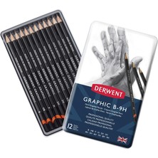 TeknoKapsül Derwent Graphıc Serisi Dereceli Kalem Seti (6b>4h) - 12 Kalem Metal Kutu