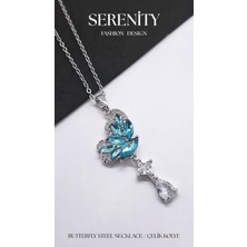 Serenity Damla Zirkon Taşlı Kelebek Kanadı Çelik Kolye