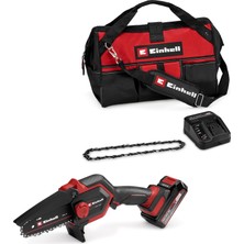 TeknoKapsül Einhell Akülü Dal Budama Testeresi Ge-Ps 18/15 Li Bag Kit Power X-Change (18 V, Kömürsüz, 12,5 cm Kesme Uzunluğu, 2,5 Ah Akü, Şarj Cihazı, Yedek Zincir, Einhell Bag 45/29 Dahil)