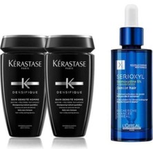 TeknoKapsül Kerastase Densifique Erkek Şampuan 2X250 ml + L'oreal Serioxyl Stemoxydine%5 Denser Hair 90 ml Set