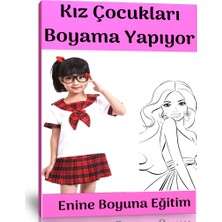 Kız Çocukları Boyama Yapıyor Kitabı