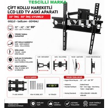 Ncpline 32''-42”-50''- 55'' Çift Kollu Hareketli Lcd-Led Tv Askı Aparatı