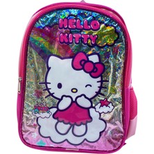 Elit Hello Kitty Gökkuşağı Efektli Parlak Pembe Sırt Çantası