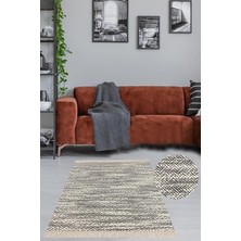 TeknoKapsül Pelangi Kilim Desenli Etnik Dijital Baskı Yıkanabilir Kaymaz Taban Eskitme Salon Halı ve Yolluk, Bej 160 x 350