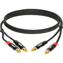 TeknoKapsül Klotz Pro Twinkablo Siyah 90CM 2x Rca - 2x Rca Altın Uçlu