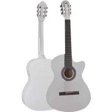 TeknoKapsül Midex CG-395WH Beyaz Renk Kesik Klasik Gitar 4/4 Yetişkin Boy Sap Ayarlı Full Set