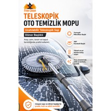 Fine Clean Gri Teleskopik Oto Temizlik Mopu | Mikrofiber Başlıklı, Çizmez Yüzey ile Etkili Temizlik