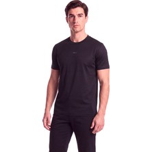 Paul & Shark Erkek Normal Kalıp Logo Işlemeli Yuvarlak Yakalı Pamuklu Kısa Kollu Siyah T-Shirt 16311622-011