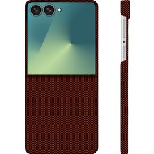 Galaxy Z Flip 7 Uyumlu Kılıf M-Safe Şarj Özellikli Zore Paris Zerre Sert Pc Kapak Bordo