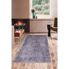 TeknoKapsül Pelangi Gri Vintage Desenli Yıkanabilir Kaymaz Taban Leke Tutmaz Modern Salon Halısı ve Yolluk, Lila 180 x 280, 1358327180280728