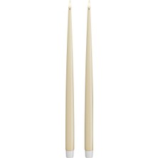 TeknoKapsül Deluxe Homeart Iç Mekan Alevsiz LED Yemek Mumu - 2'li Set - Gerçek Alevli ™ Teknolojisi - Pille Çalışan Mum (38 Cm, Krem)