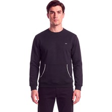 Paul & Shark Erkek Normal Kalıp Pamuklu Metalik Logo Detaylı Kısa Kollu Siyah Sweatshirt 16311843-011