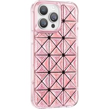 iPhone 16 Pro Max Uyumlu Kılıf 3D Buz Blok Desenli Zore Paris Kairo Tpu Kapak Pembe