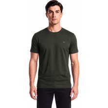 Paul & Shark Erkek Normal Kalıp Metalik Logo Detaylı Yuvarlak Yakalı Kısa Kollu Haki T-Shirt 15311602SM-397