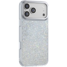 iPhone 18 Pro Max Kılıf M-Safeli El Işlemeli Swarovski Taşlı Zore Paris Riva Sert Pc Kapak Gümüş