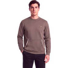 Paul & Shark Erkek Normal Kalıp Pamuklu Metalik Logo Detaylı Kısa Kollu Kahverengi Sweatshirt 16311843-365