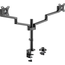 TeknoKapsül Voltix Çift Kol Monitör Tutucu 17" - 32" Ekranlar Için, 8kg Taşıma Kapasiteli, Vesa Uyumlu, Eğilebilir Döndürülebilir Kablo Kılavuzlu Ergonomik LCD LED Ekran Kolları