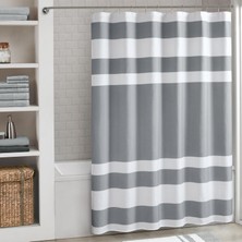 TeknoKapsül Madison Park Spa-Waffel Duş Perdesi, Masif Mikrofiber Dokuma, 3m Scotchgard Su Geçirmez Işleme, Modern Ev Banyo Dekorasyonları, 183 x 213 Cm, Gri