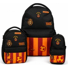 Galatasaray Lisanslı 1905 3’lü Okul Çantası Seti – Okul Çantası + Beslenme Çantası + Kalem Çantası Siyah Sarı Kırmızı