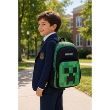 Dodomar Minecraft Okul Çantası 3 Bölmeli Sırt Çantası 31X42,5X12,5 cm Tablet Bölmeli Su Itici Kumaş 3767