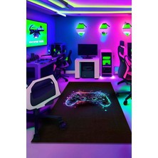 TeknoKapsül Funspot Gamer Halısı Şönil Pamuk Tabanlı Kaymaz Yıkanabilir Gaming Oyuncu Odası Halısı 160X230