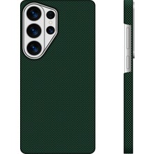 Galaxy S26 Ultra Uyumlu Kılıf M-Safe Şarj Özellikli Zore Paris Zerre Sert Pc Kapak Koyu Yeşil