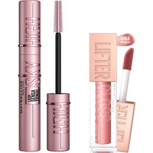TeknoKapsül Maybelline New York Lash Sensational Sky High Maskara+ Lifter Gloss Nemlendirici Dudak Parlatıcısı- 003 Moon Makyaj Seti