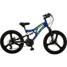 Salcano Nova 20 Jant Disk Fren Çocuk Bisikleti (120 ile 145 cm Arası Boy) 18 Vites Erkek Çocuk İçin Lacivert - Yeşil - Beyaz