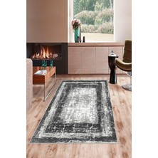 TeknoKapsül Pelangi Gri Zemin Eskitme Desen Çerçeveli Yıkanabilir Kaymaz Taban Leke Tutmaz Modern Salon Halısı ve Yolluk, Açık Gri-Beyaz 180 x 300, 74571254180300728
