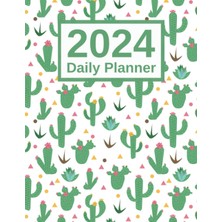TeknoKapsül 2024 Daily Planner: One Page Per Day 8.5 x 11 Large | 12 Month Organizer | Agenda For 365 Days | Jan 2024 - Dec 2024 | Cactus Cover