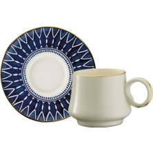 TeknoKapsül Sandro Moreno 1453 Deep Blue Yüzük Gold 12 Parça 6 Kişilik Kahve Fincan Takımı 90 ml
