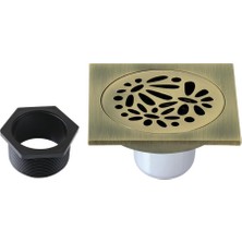 TeknoKapsül Kingston Brass BSF6360AB Su Yolu Çiçekli 10,16 cm Kare Izgara Duş Tahliyesi, Antik Pirinç