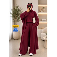 Balenbi Kadın Penye Uzun Hırka Bluz Geniş Paça Pantolon Abaya Takım 1217