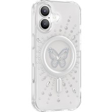 iPhone 17 Uyumlu Kılıf M-Safe Şarj Özellikli Zore Paris Mova Sert Pc Kapak Şeffaf-Beyaz