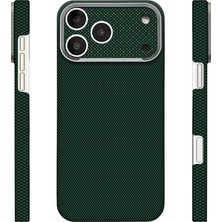 iPhone 17 Pro Uyumlu Kılıf M-Safe Şarj Özellikli Zore Paris Zerre Sert Pc Kapak Koyu Yeşil