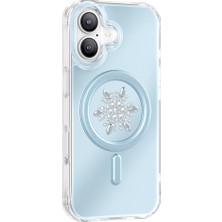 iPhone 17 Uyumlu Kılıf M-Safe Şarj Özellikli Zore Paris Mova Sert Pc Kapak Mavi