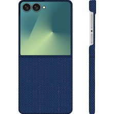 Galaxy Z Flip 7 Uyumlu Kılıf M-Safe Şarj Özellikli Zore Paris Zerre Sert Pc Kapak Lacivert