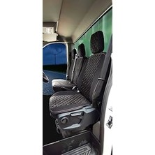 TeknoKapsül Smrautoaccessory Ford Transit Tek Kabin Özel Dikim Kapitone Desen Taytüyü Kumaş Oto Koltuk Kılıfı Siyah-Beyaz ile Uyumlu SMRNM-10019