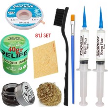 Smnr Relıfe RL-402 Krem Lehim 183°C 40GR Havya Uc Temizleyici Seti Flux Lehim Toplama Cp-2,5mm Emme Teli Fırça SET04